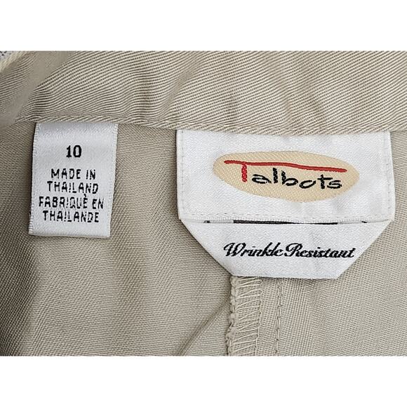 Talbots Tan Beige Flat Front Dress Pants 10 Wrinkle Resistant Lightweight Soft - Picture 4 of 6